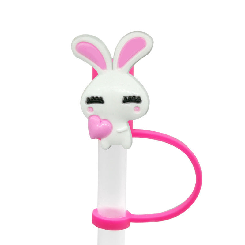 Wholesale 10pcs/pack Straw Cap Flower Fruit Straw Cover Silicone Dust Plug Party Straw